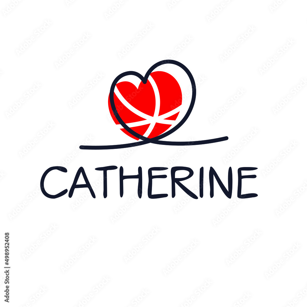 Catherine Calligraphy female name, Vector illustration.