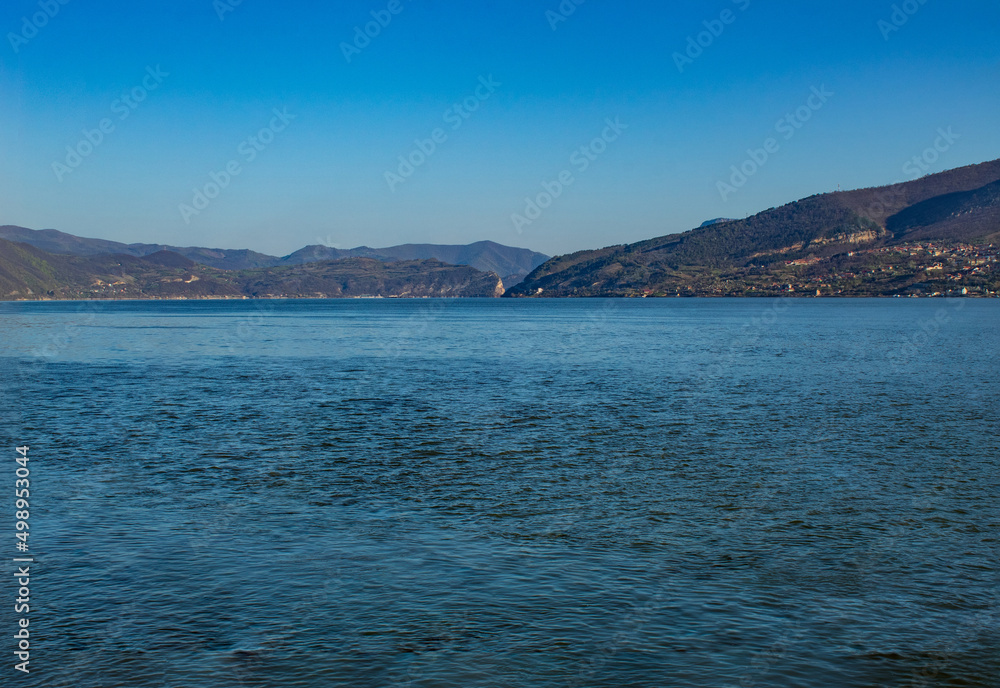 View of the Danube from the banks of Donji Milanovac. View of the Danube from the banks of Donji Milanovac.