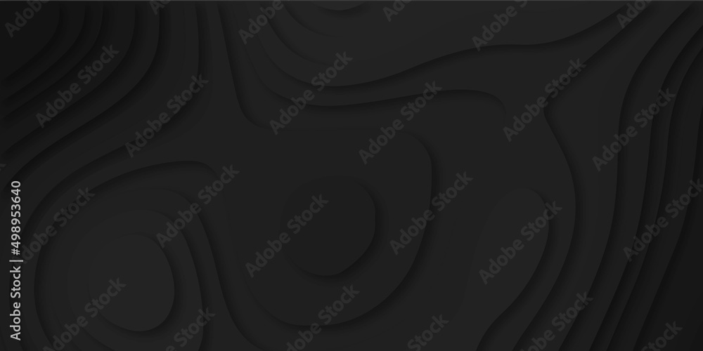 Abstract design with black wood texture in papercut design in texture design .Modern and geometric shape and vector design with realistic papercut decoration textured with wavy layers 