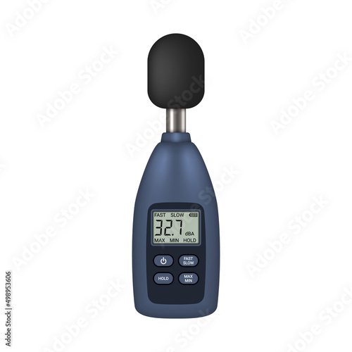 Portable digital sound level meter. Noise level meter. Vector illustration.