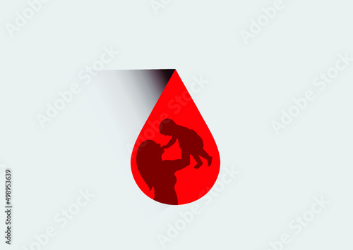 blood day concept. world hemophilia day. mother and baby. vector illustrations