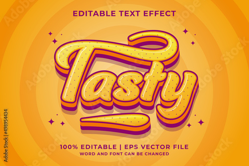 Editable text effect Tasty 3d Cartoon template style premium vector