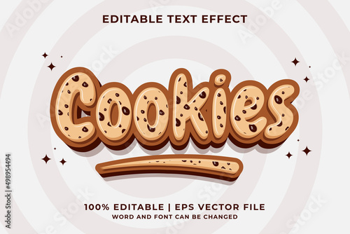 Editable text effect Cookies 3d Cartoon template style premium vector photo