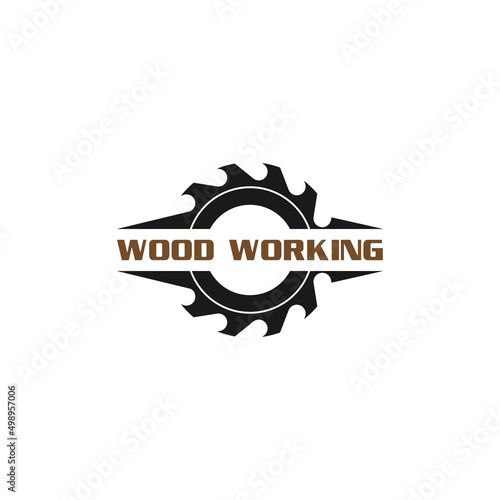 Woodworking gear logo design template vector element