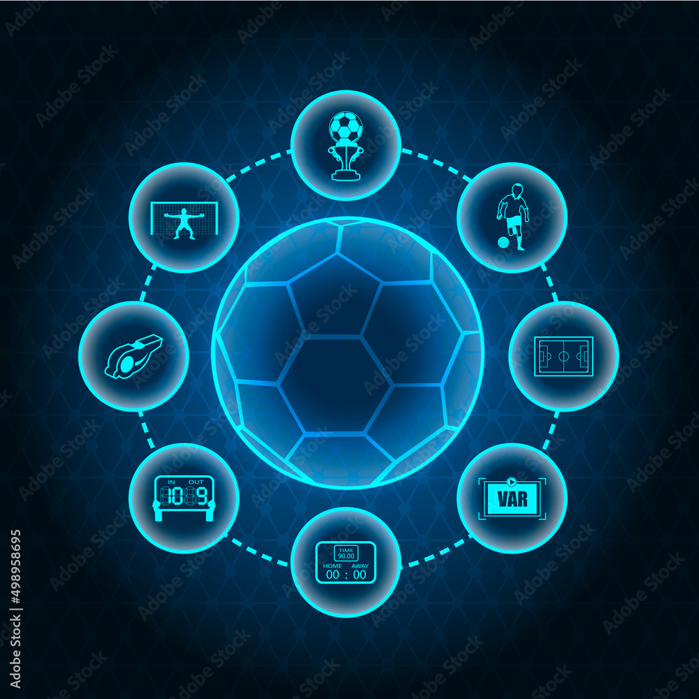 Soccer ball and icons with abstract background Soccer ball and icons with abstract background