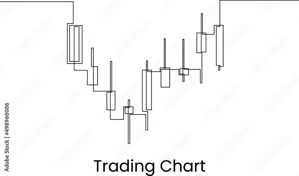 Single continuous line drawing Trading candlestick chart is unstable. up and down.  One line draw graphic design vector illustration.