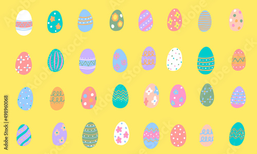 Vector illustration of Easter egg set. hand drawn