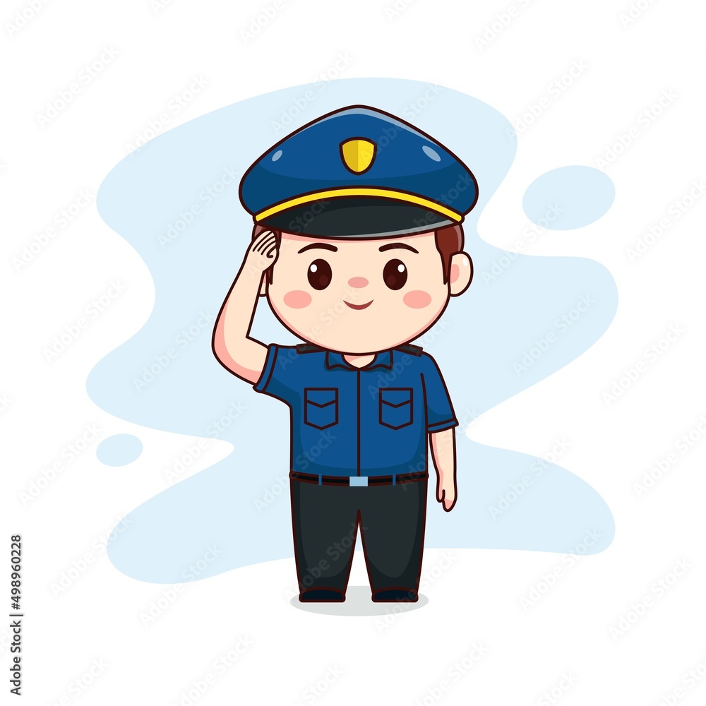 illustration of happy cute policeman kawaii chibi cartoon character design illustration of happy cute policeman kawaii chibi cartoon character design
