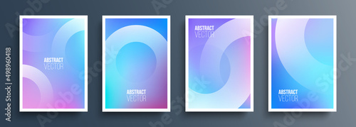Set of abstract cover templates with soft gradient circles. Futuristic backgrounds with dynamic circle shapes and fluid colors for your graphic design. Vector illustration.