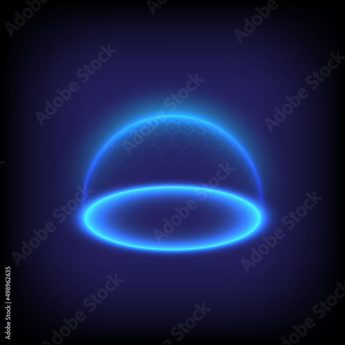 Barrier of scurity privacy safe concept. Glowing sphere of hexagon. High computer of protection. Technology engineer of antivirus and criminal data