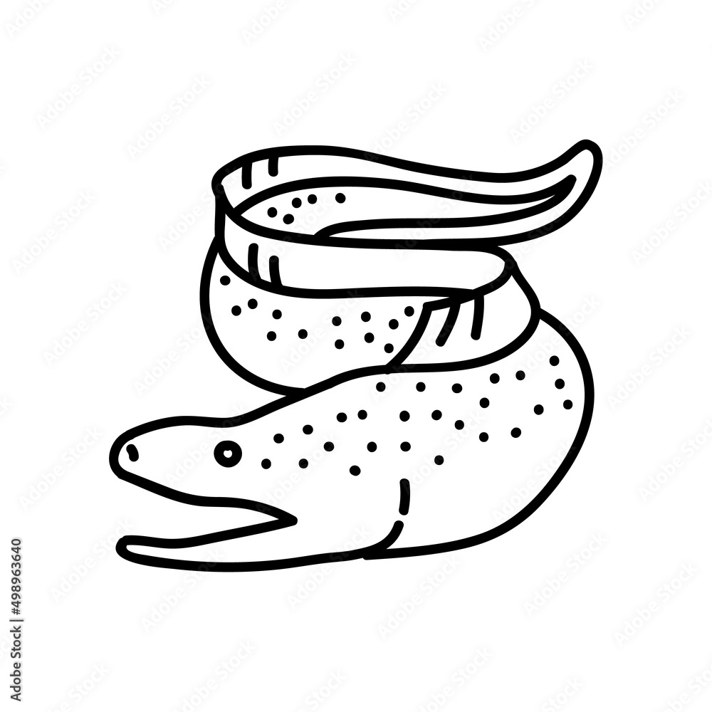 Moray eel icon. Hand drawn vector illustration. Moray eel icon. Hand drawn vector illustration.