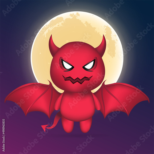 Cute devil kids vector. Cute demon kid vector. Halloween costume vector