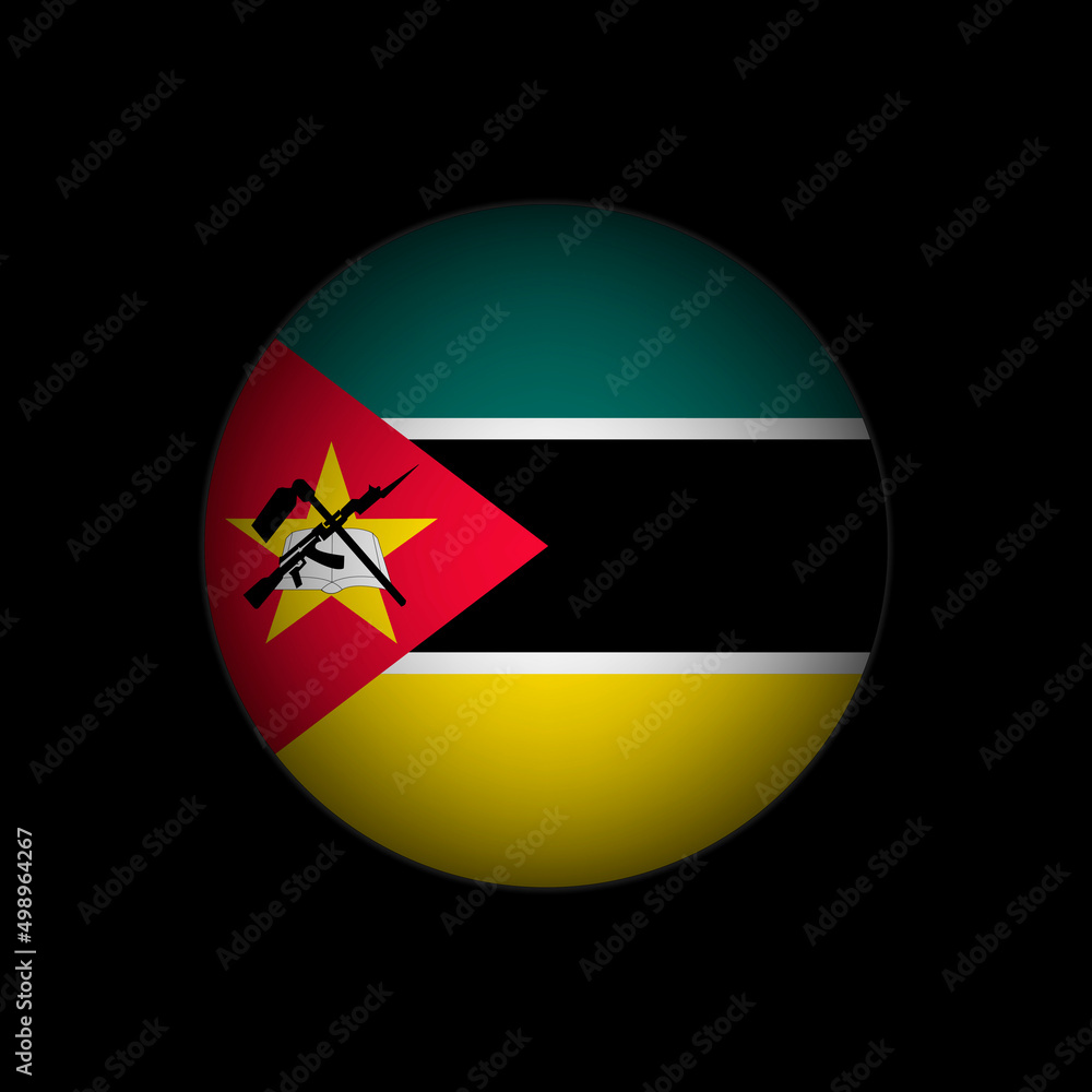 Country Mozambique. Mozambique flag. Vector illustration. Country Mozambique. Mozambique flag. Vector illustration.