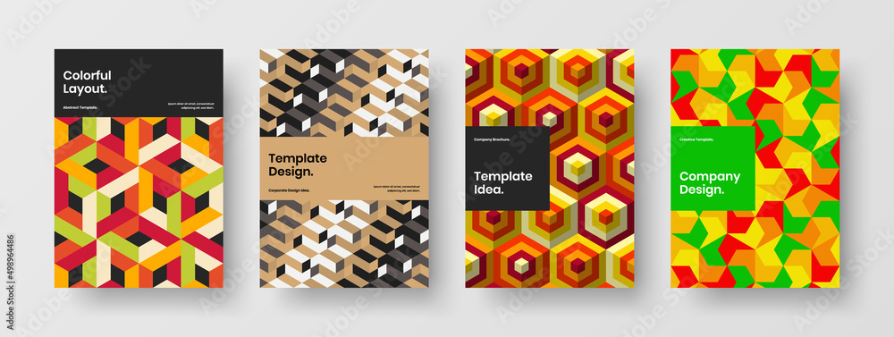 Fresh mosaic pattern flyer layout bundle. Minimalistic booklet design vector concept composition. Fresh mosaic pattern flyer layout bundle. Minimalistic booklet design vector concept composition.