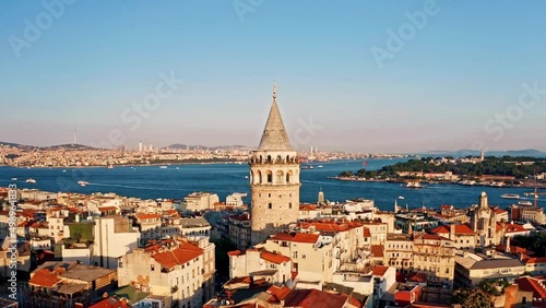 Aerial shot Galata tower, Istanbul, Turkey photo