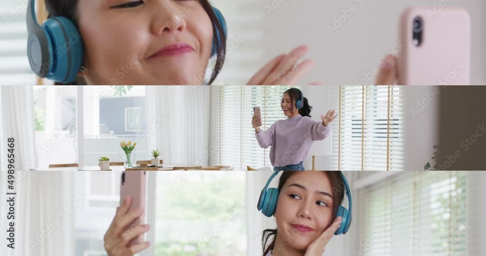 Asia Vlogger Woman Influencer Smile Enjoy Hobby Happy Fun Online Screen