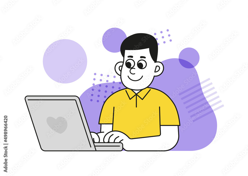 man working with a laptop for remote working man working with a laptop for remote working