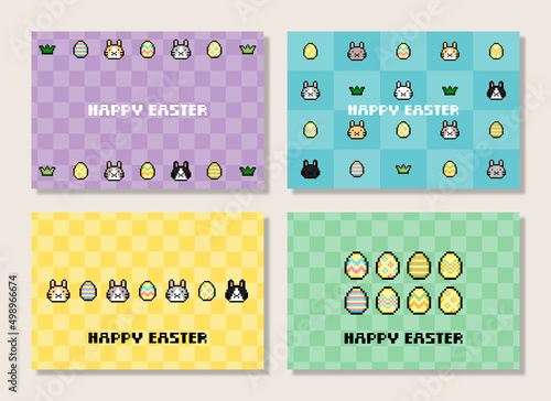 ドット絵 イースター ポストカードセット　横（148mm×100mm）