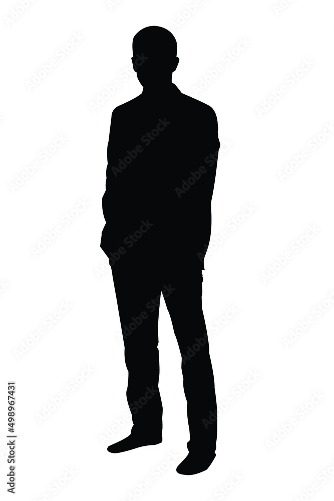 Silhouette of a business man in a classic suit. Vector