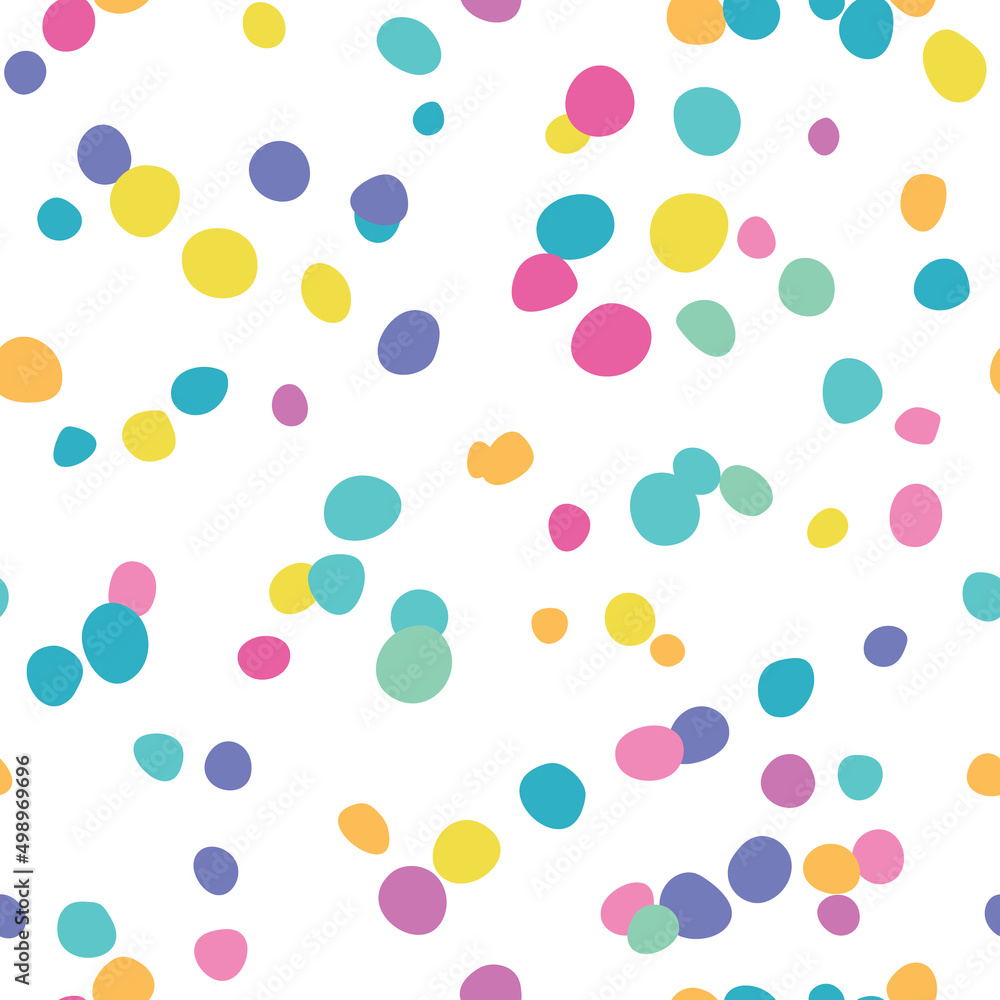 Colorful vector pattern, random scattered shapes, cute mosaic background