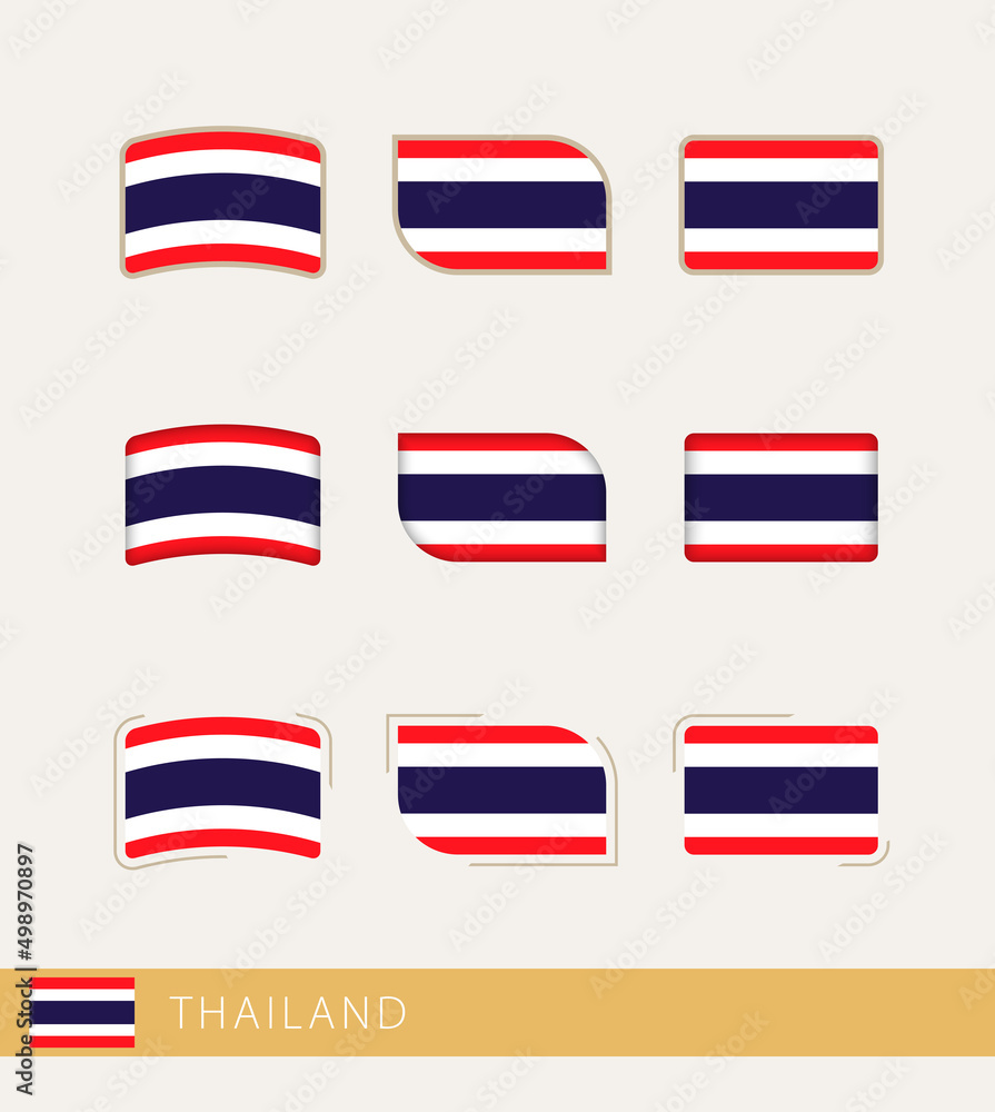 Vector flags of Thailand, collection of Thailand flags. Vector flags of Thailand, collection of Thailand flags.