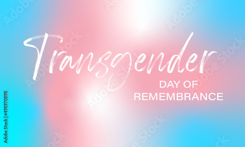 The transgender pride flag blurred gradient background - light blue, pink and white pride flag. Transgender Day of Remembrance vector banner template design for greeting card, flyer.