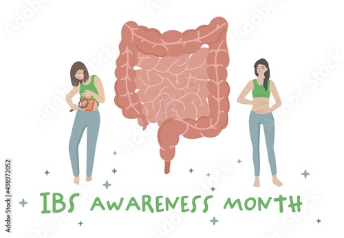 Irritable bowel syndrome awareness month. Healthy nutrition poster