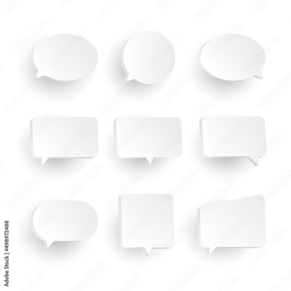 3d white chat speech bubble icon illustration design element vector set 3d white chat speech bubble icon illustration design element vector set