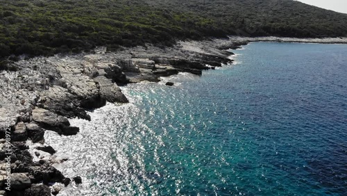 Breathtaking View Of Paralia Emplisi Beach in Erisos, Greece- Aerial Shot photo