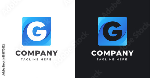 Letter G logo design template with square shape concept gradient element geometric