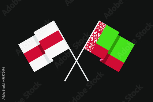 Flags of the Republic of Belarus in national colors. Flat minimal graphic design.