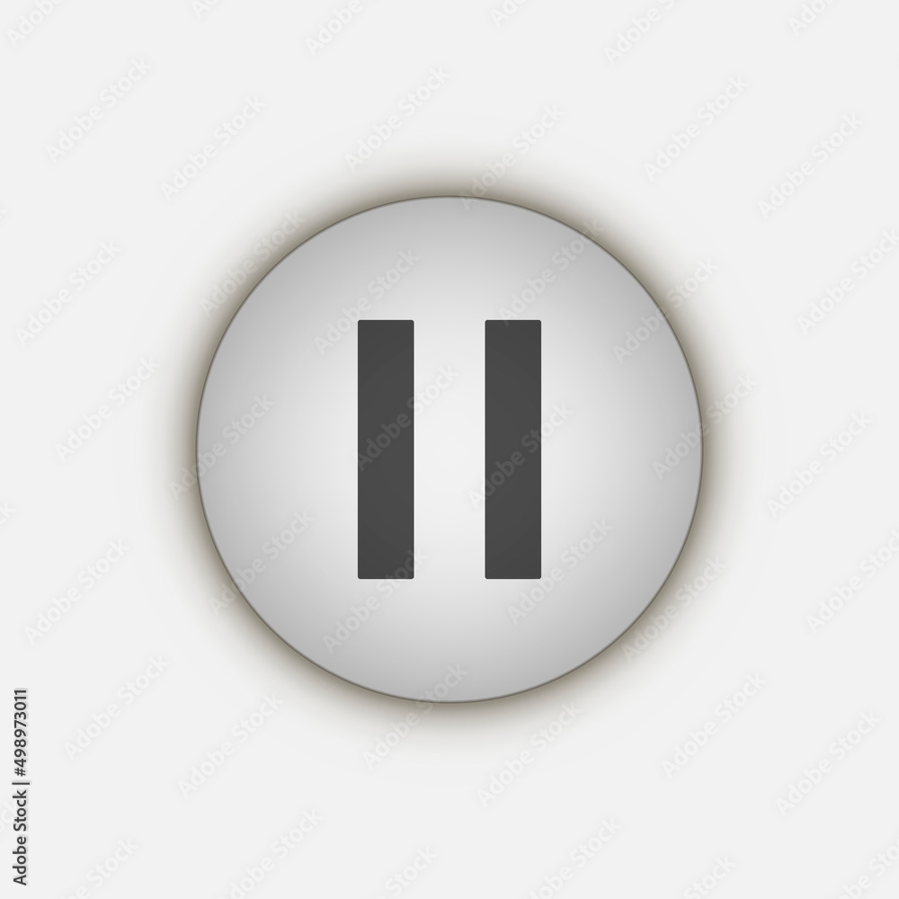 Pause sign. Grey icon on white background. Pause icon. Pause sign. Grey icon on white background. Pause icon.