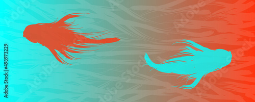 Abstract aqua background. Background with abstract fish.