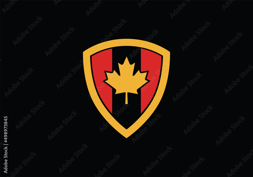 golden Maple shield canadian icon logo symbol design inspiration golden Maple shield canadian icon logo symbol design inspiration