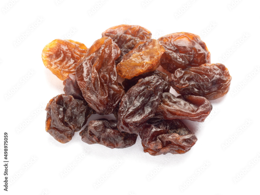 Small bunch of Raisin isolated on white background. Macro. Healthy food concept Small bunch of Raisin isolated on white background. Macro. Healthy food concept