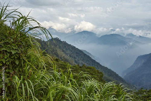 Mountains and clouds background n Alishan mountain in Taiwan
