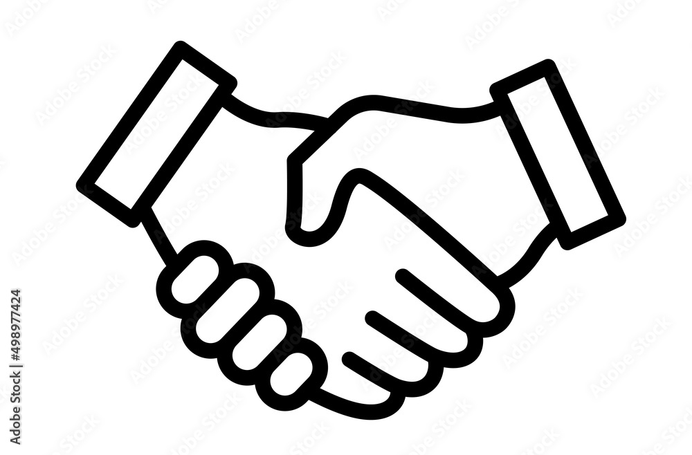 Partnership symbol. Handshake line icon isolated on white background.