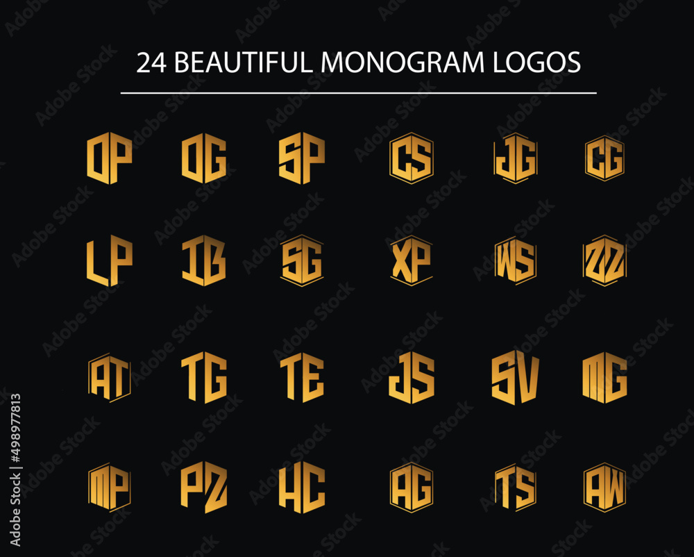24 Beautiful Golden Color Monogram Logos