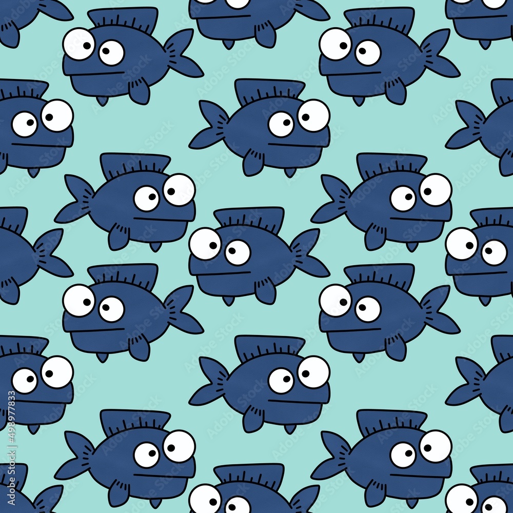 Summer seamless fish pattern for fabrics and textiles and packaging and gifts and cards and linens and kids Summer seamless fish pattern for fabrics and textiles and packaging and gifts and cards and linens and kids