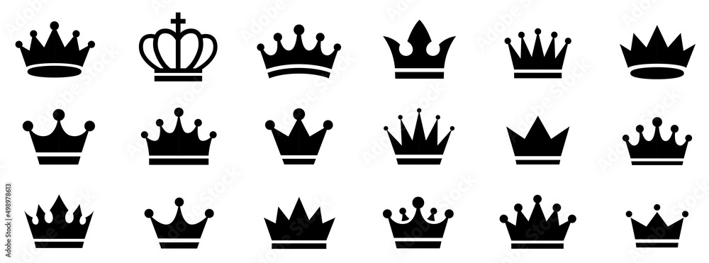 © Max - Big collection quolity crowns. Crown icon set. Collection of crown silhouette. Gold crown. Royal Crown icons collection set. Vintage crown.