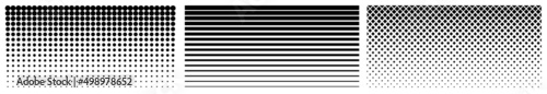 Seamless halftone gradient. Black screentone graphics. Abstract geometric black and white graphic design print pattern.