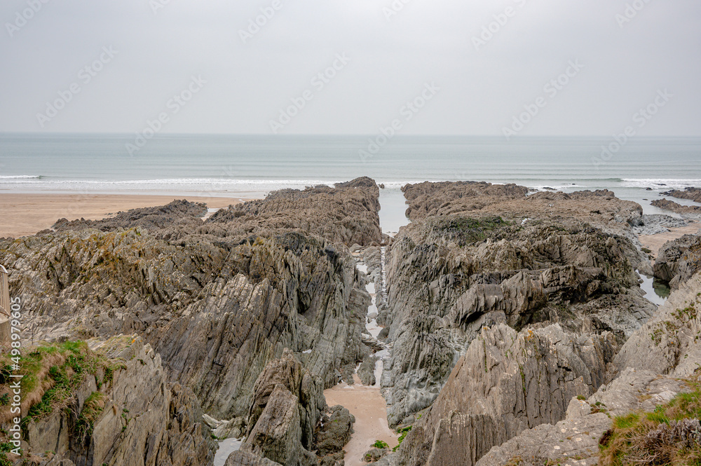 Rock formations at Woolacombe beach, Devon