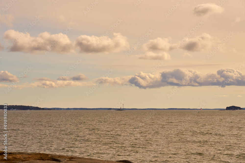 Clouds above the horizon on the Baltic Sea coast.