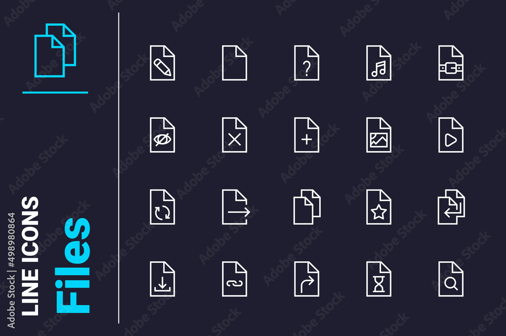 Computer files for further work icons set Computer files for further work icons set