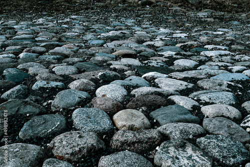 Stone road. Gray-green shade of stones. Cobblestones. © Марина Чернякова