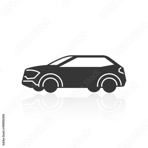 solid icons for Car side view and shadow vector illustrations