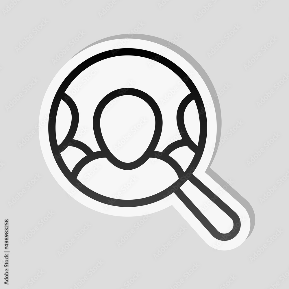 Human Resource, recruit to a job, search experts, talent people, business icon. Linear sticker, white border and simple shadow on gray background Human Resource, recruit to a job, search experts, talent people, business icon. Linear sticker, white border and simple shadow on gray background