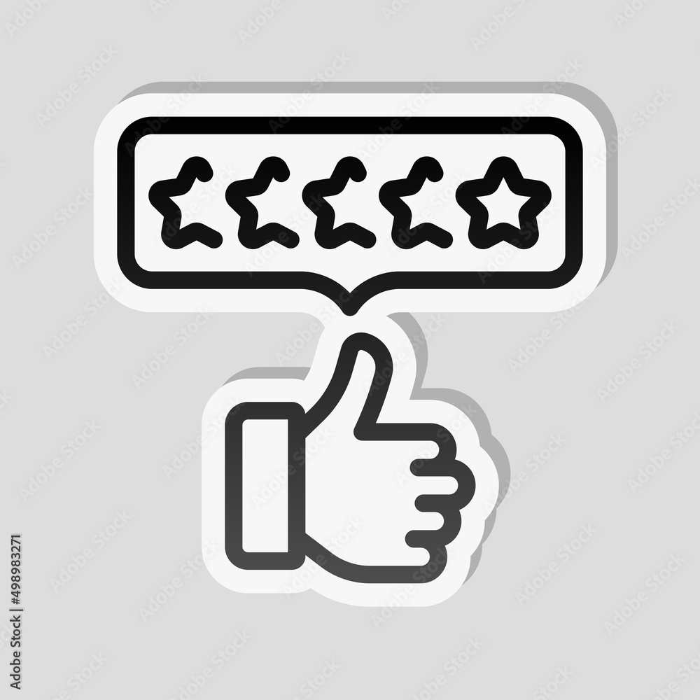Customer satisfaction, rate of service, client experience, business icon. Linear sticker, white border and simple shadow on gray background Customer satisfaction, rate of service, client experience, business icon. Linear sticker, white border and simple shadow on gray background
