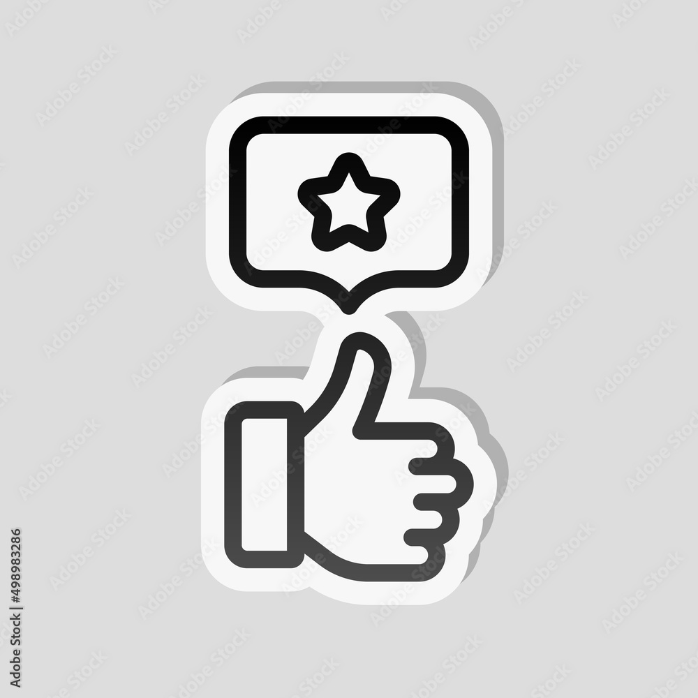 Customer satisfaction, rate of service, client experience, business icon. Linear sticker, white border and simple shadow on gray background Customer satisfaction, rate of service, client experience, business icon. Linear sticker, white border and simple shadow on gray background