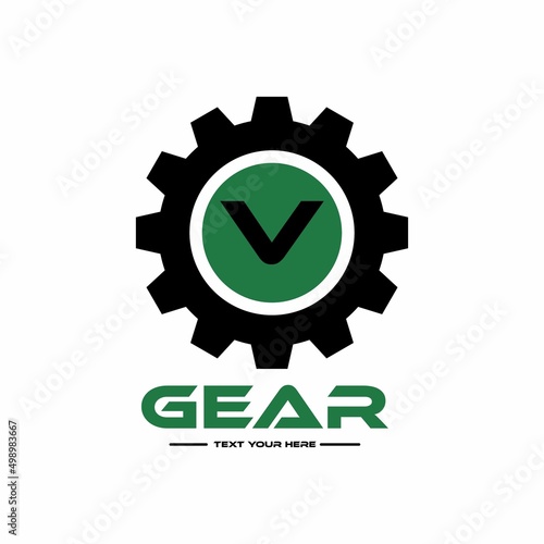 Letter V gear vector template logo. This Design is suitable for technology, industrial or automotive